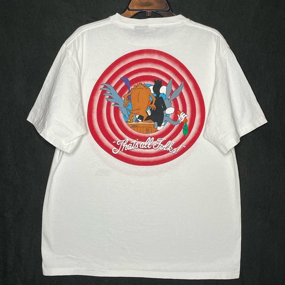 1989' LOONEY TUNES THAT’S ALL FOLKS DOUBLE SIDED GRAPHIC VINTAGE T-SHIRT - Picture 2 of 6